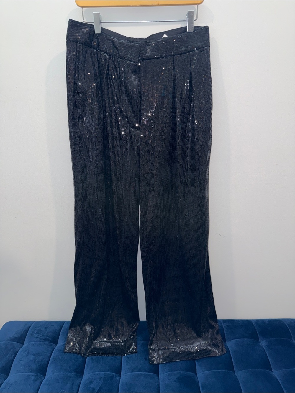 Banana Republic Black Sequin Pleated Wide-Leg Pants